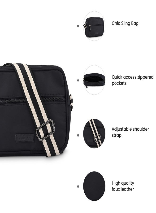 Fastrack Casual Sling Bag for Women, Girls and Ladies | Comes with Adjustable Sling Straps and Zipper Closure Black - Image 3
